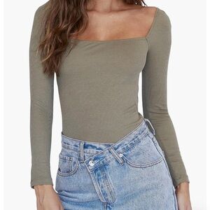 NEVER WORN Olive Long Sleeve Square Neck Top